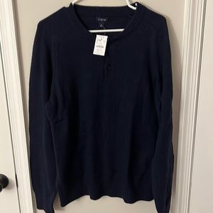 Mens J. Crew sweater - Navy Blue - NWT - 1/4 Button Crew Neck
